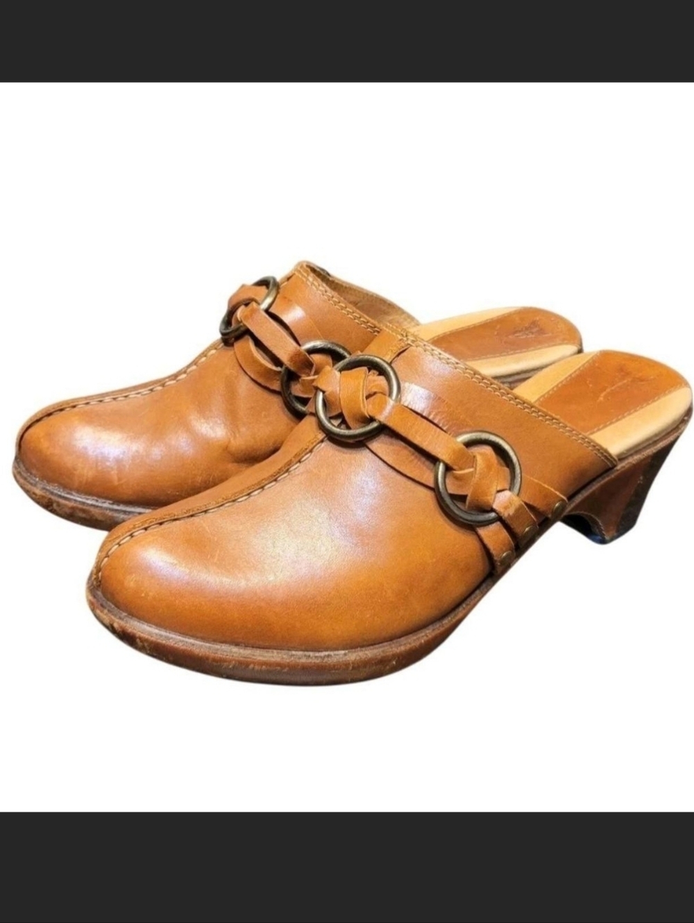 Frye Retro Boho Festival Cowgirl Women's Whiskey Leather Clog Sz 8